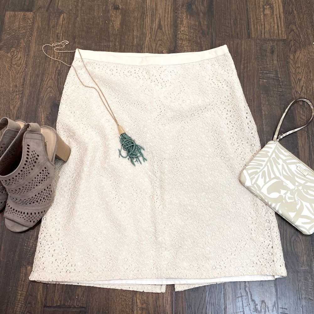 Isaac Mizrahi Skirt Off White Beige Lace